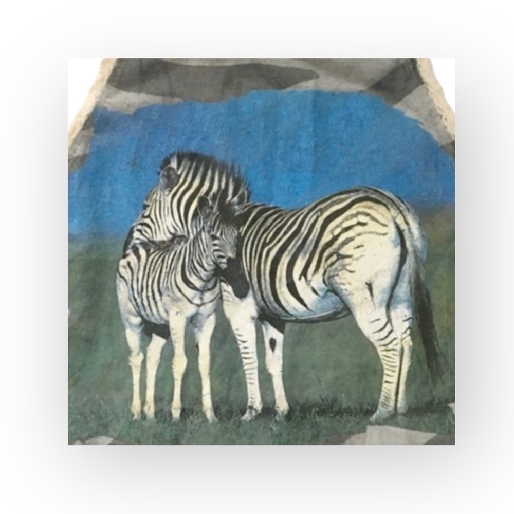 new LF Furst of a Kind ϟ Vintage Upcycled Zebra Graphic Lace Trim Tank Tee ϟ 0-4 - Picture 8 of 15